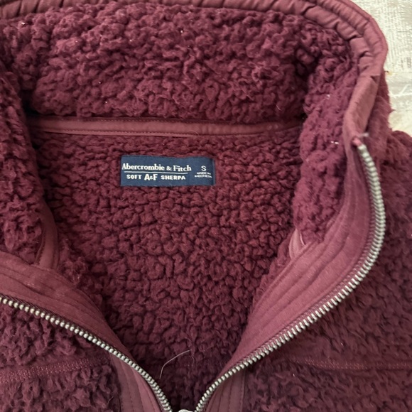 Maroon ABERCROMBIE Sherpa Fleece Zip - Picture 4 of 4